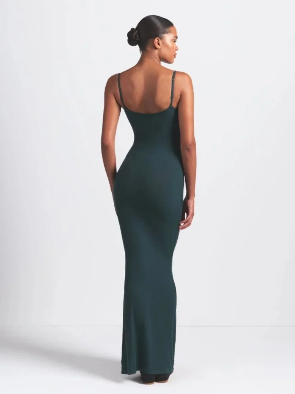 NEW SKIMS Soft Lounge Long Slip Dress Cypress Deep Green Medium NWT Maxi - Picture 2 of 5